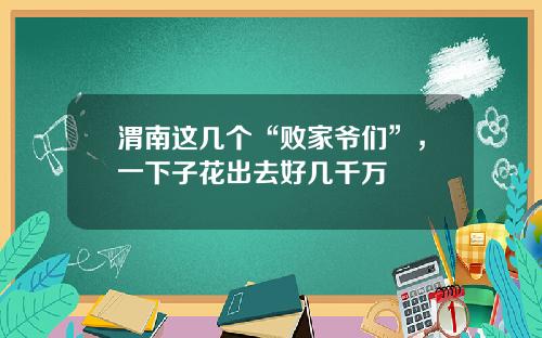 渭南这几个“败家爷们”，一下子花出去好几千万