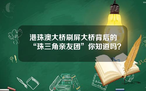 港珠澳大桥刷屏大桥背后的“珠三角亲友团”你知道吗？