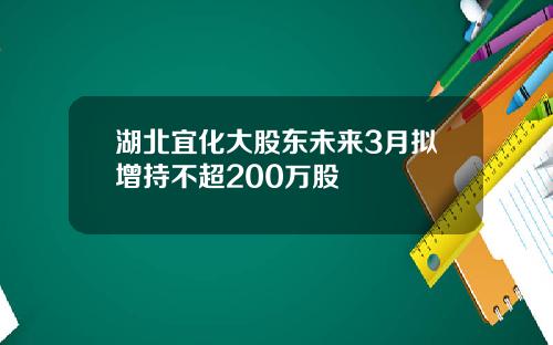 湖北宜化大股东未来3月拟增持不超200万股