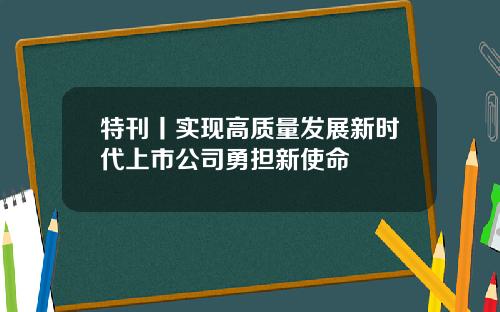 特刊丨实现高质量发展新时代上市公司勇担新使命