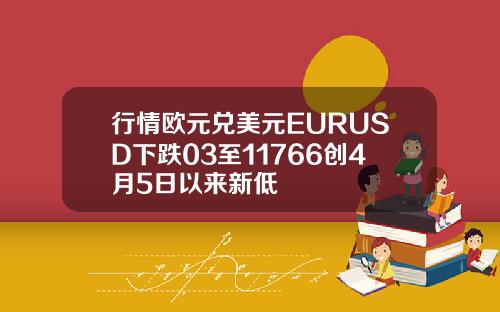 行情欧元兑美元EURUSD下跌03至11766创4月5日以来新低