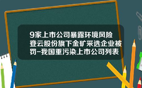 9家上市公司暴露环境风险登云股份旗下金矿采选企业被罚-我国重污染上市公司列表