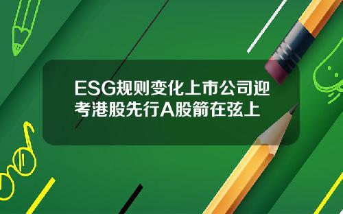 ESG规则变化上市公司迎考港股先行A股箭在弦上