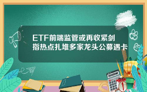 ETF前端监管或再收紧剑指热点扎堆多家龙头公募遇卡