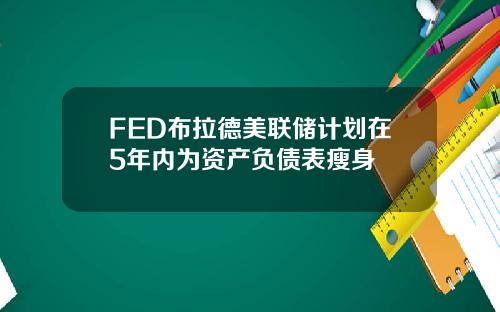 FED布拉德美联储计划在5年内为资产负债表瘦身
