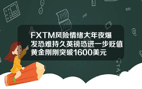 FXTM风险情绪大年夜爆发恐难持久英镑恐进一步贬值黄金刚刚突破1600美元