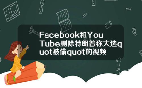 Facebook和YouTube删除特朗普称大选quot被偷quot的视频