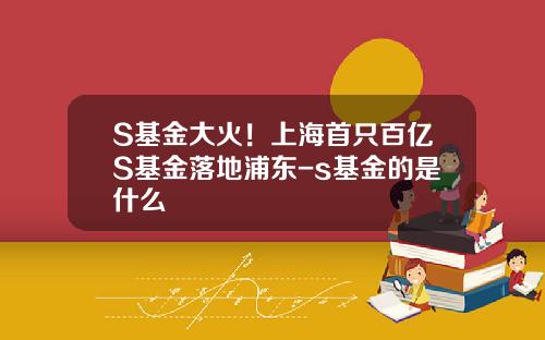S基金大火！上海首只百亿S基金落地浦东-s基金的是什么