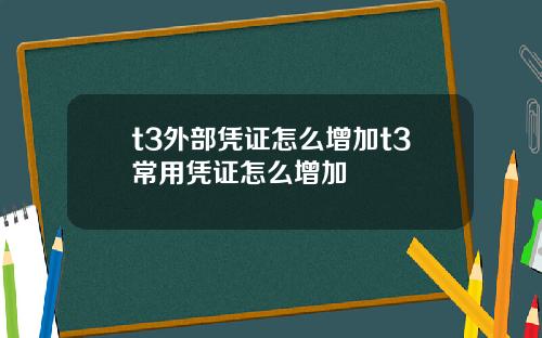 t3外部凭证怎么增加t3常用凭证怎么增加