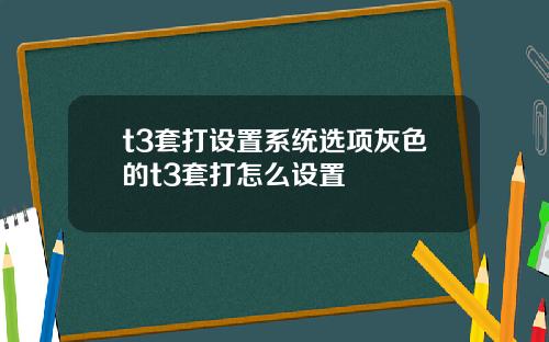 t3套打设置系统选项灰色的t3套打怎么设置