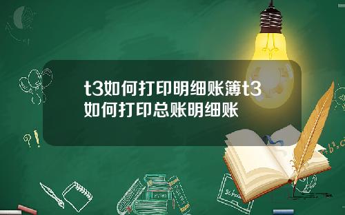 t3如何打印明细账簿t3如何打印总账明细账
