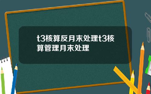 t3核算反月末处理t3核算管理月末处理