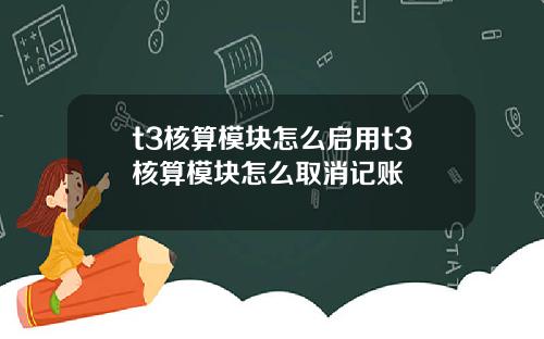 t3核算模块怎么启用t3核算模块怎么取消记账