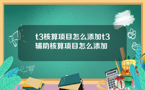 t3核算项目怎么添加t3辅助核算项目怎么添加