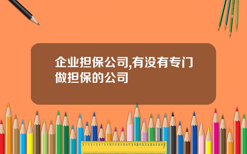 企业担保公司,有没有专门做担保的公司