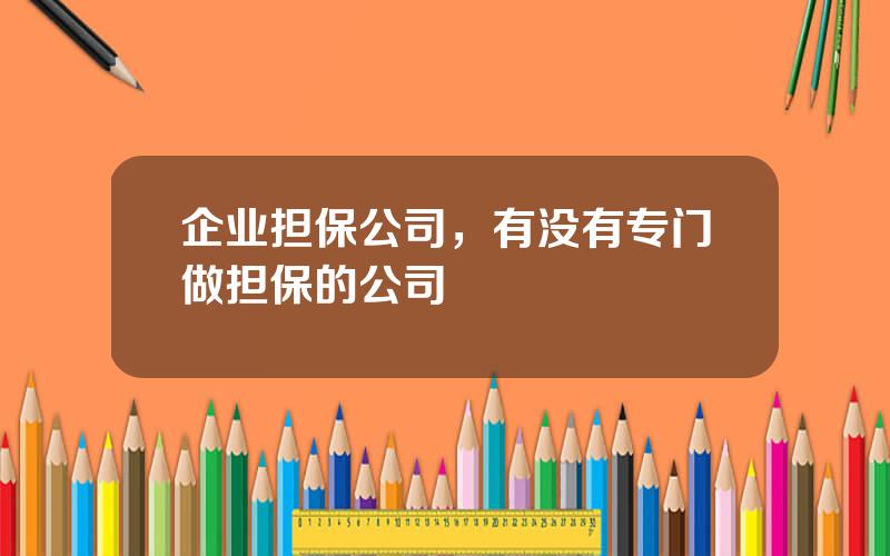 企业担保公司，有没有专门做担保的公司