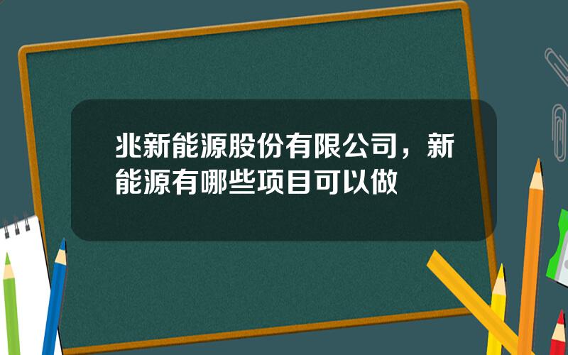 兆新能源股份有限公司，新能源有哪些项目可以做
