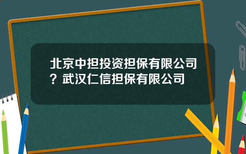 北京中担投资担保有限公司？武汉仁信担保有限公司