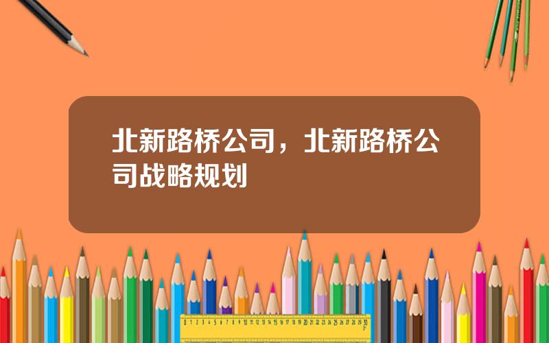北新路桥公司，北新路桥公司战略规划