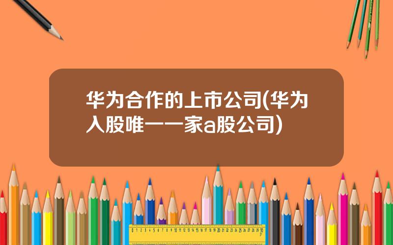 华为合作的上市公司(华为入股唯一一家a股公司)