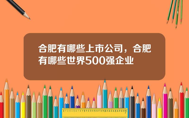 合肥有哪些上市公司，合肥有哪些世界500强企业