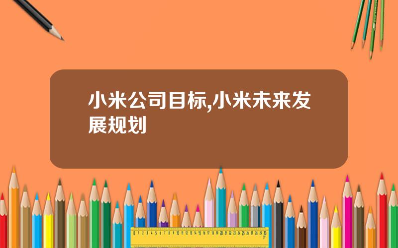 小米公司目标,小米未来发展规划