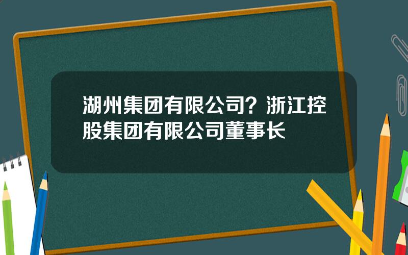 湖州集团有限公司？浙江控股集团有限公司董事长