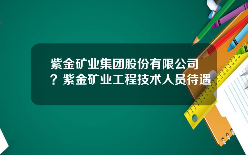 紫金矿业集团股份有限公司？紫金矿业工程技术人员待遇